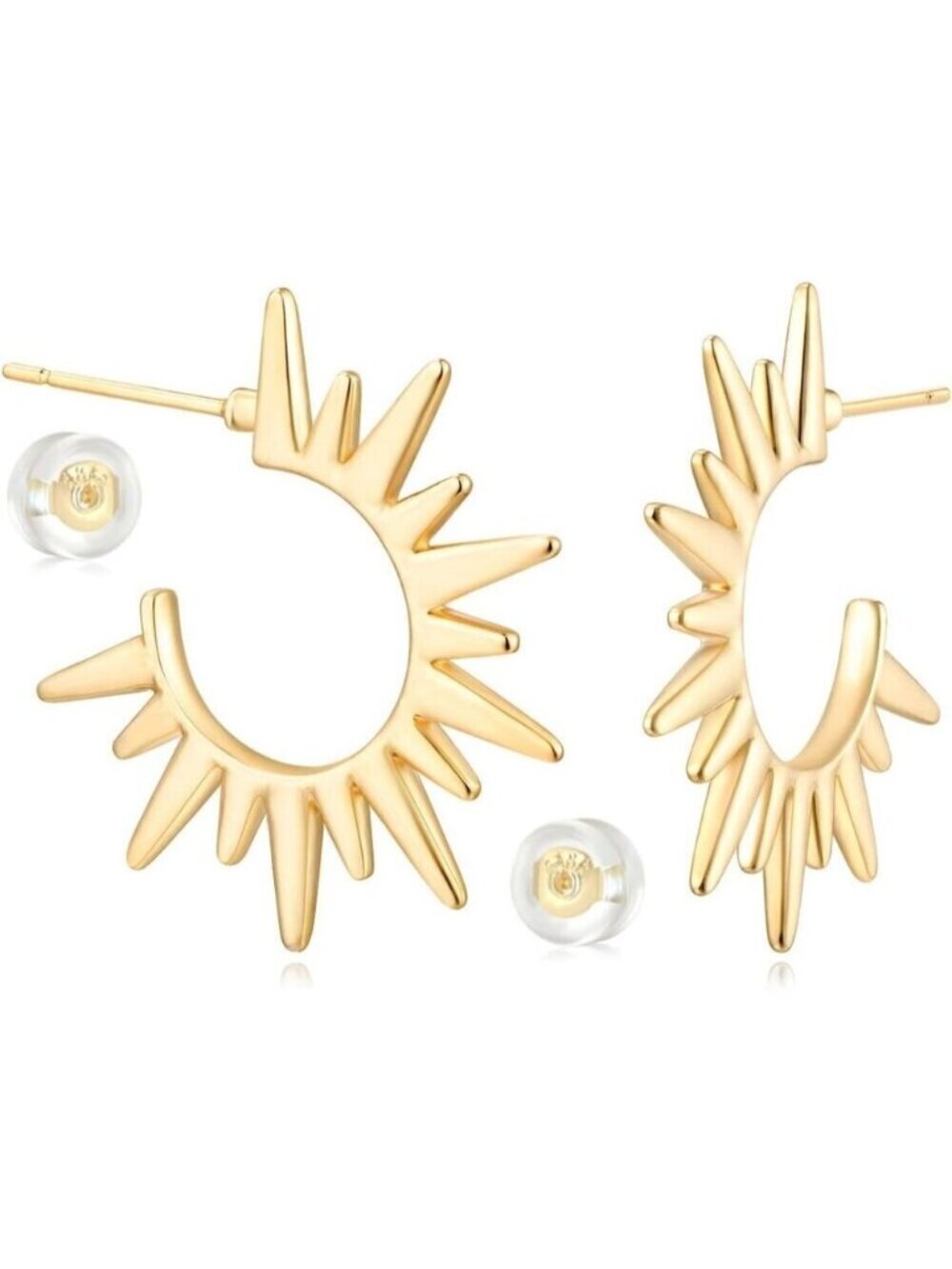 🆕 Women Gold Hoop Earrings Open C Shape Filled Small Simple Handmade Jewelry